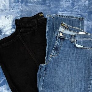 Lee Women's Classic Black and Denim Blue Straight Leg Jeans